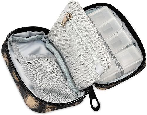 Vista 23 de Organizador diario de camuflaje para medicina vitamínica, organizador de píldoras de viaje, contenedor de medicina diaria, bolsa de pastillero