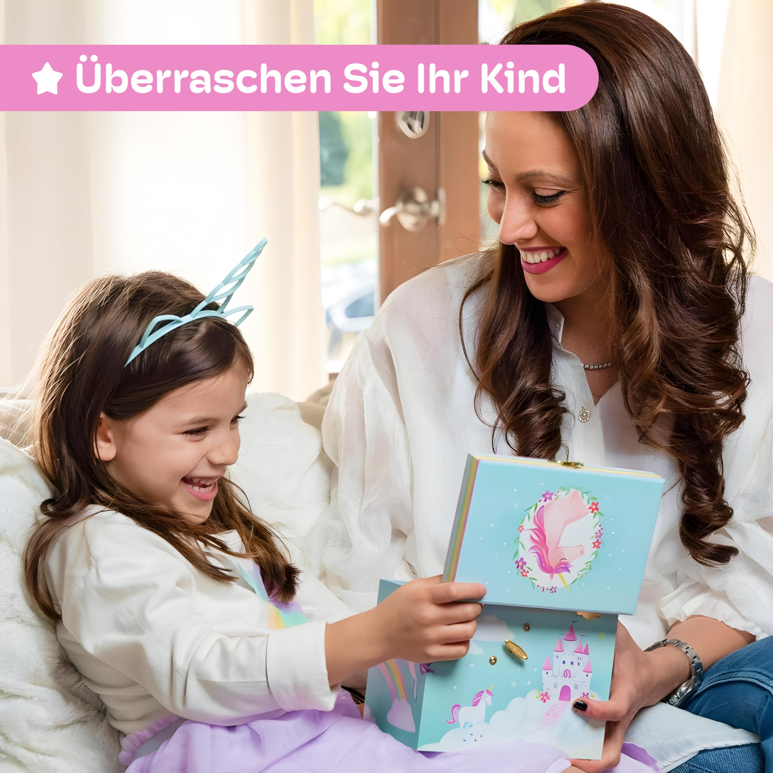 Jewelkeeper Einhorn Schmuckkästchen für Mädchen - Rosa Spieluhr Schmuckschatulle mit Spiegel und 2 Ausziehschubladen - The Beautiful Dreamer Melodie - zur Aufbewahrung von Kinderschmuck