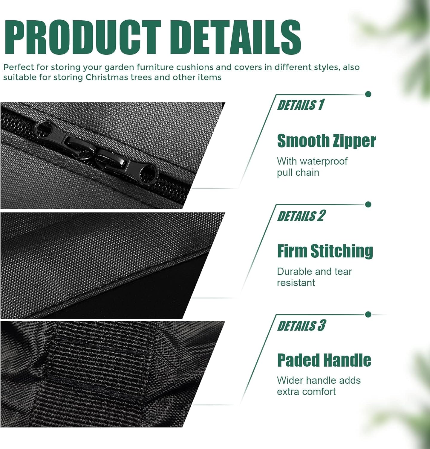 2 Pack Patio Cushion Storage Bag, 68 Inches Waterproof Storage Bag for Outdoor Funiture Cushion Extra Large Outdoor Cushions Storage Bag with Zippers and Handles