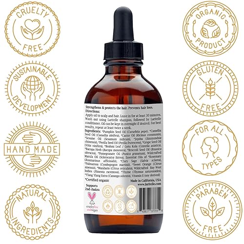 Miniatura 9 de Set orgánico para el crecimiento del cabello  Champú de 16 onzas + acondicionador de 16 onzas + tratamiento de pérdida de cabello de 4 onzas  Aceite