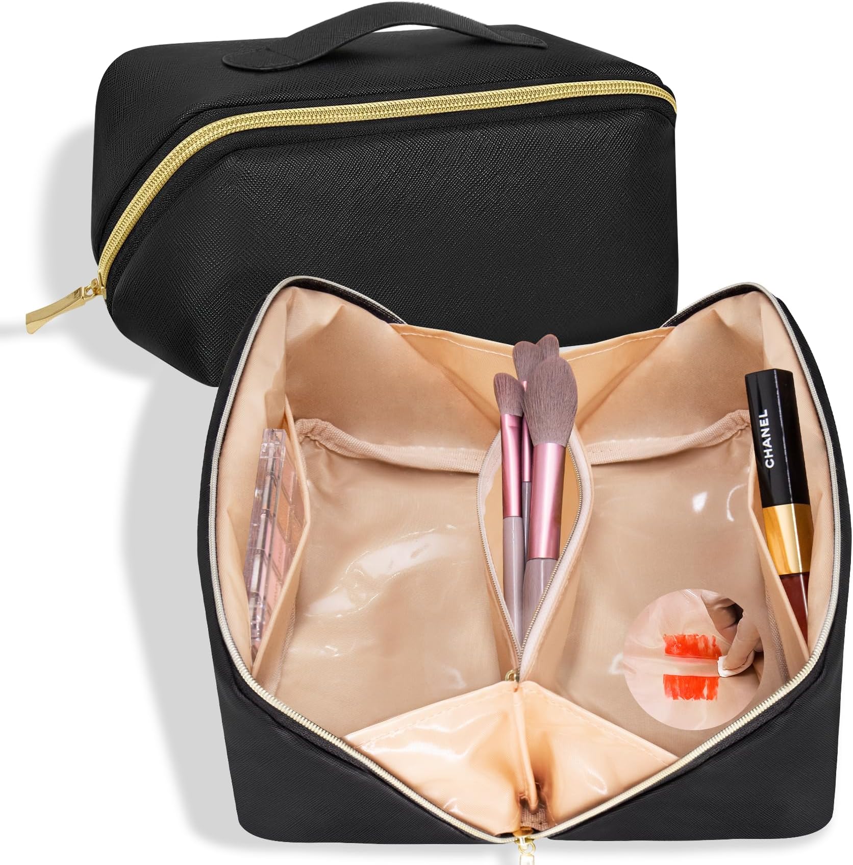 rlokosfb Portable Makeup Bag Opens Flat for Easy Access,Waterproof Cosmetic Bag Toiletry Bag,Travel Accessories Overnight Bag for Toiletries and Daily Use,Gifts for Women