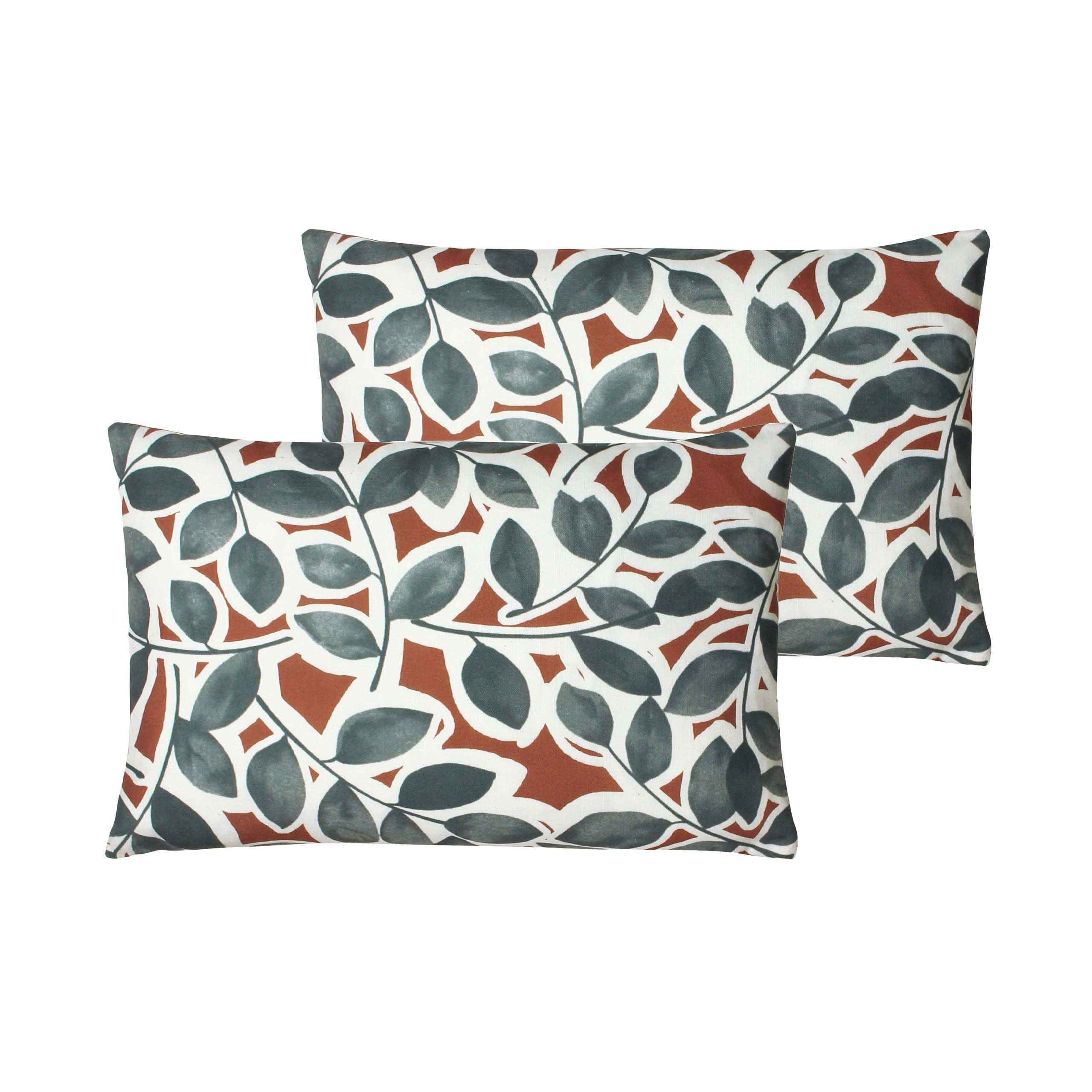 Paoletti Willow Feather Filled Cushions Twin Pack, Brick, 35 x 50cm