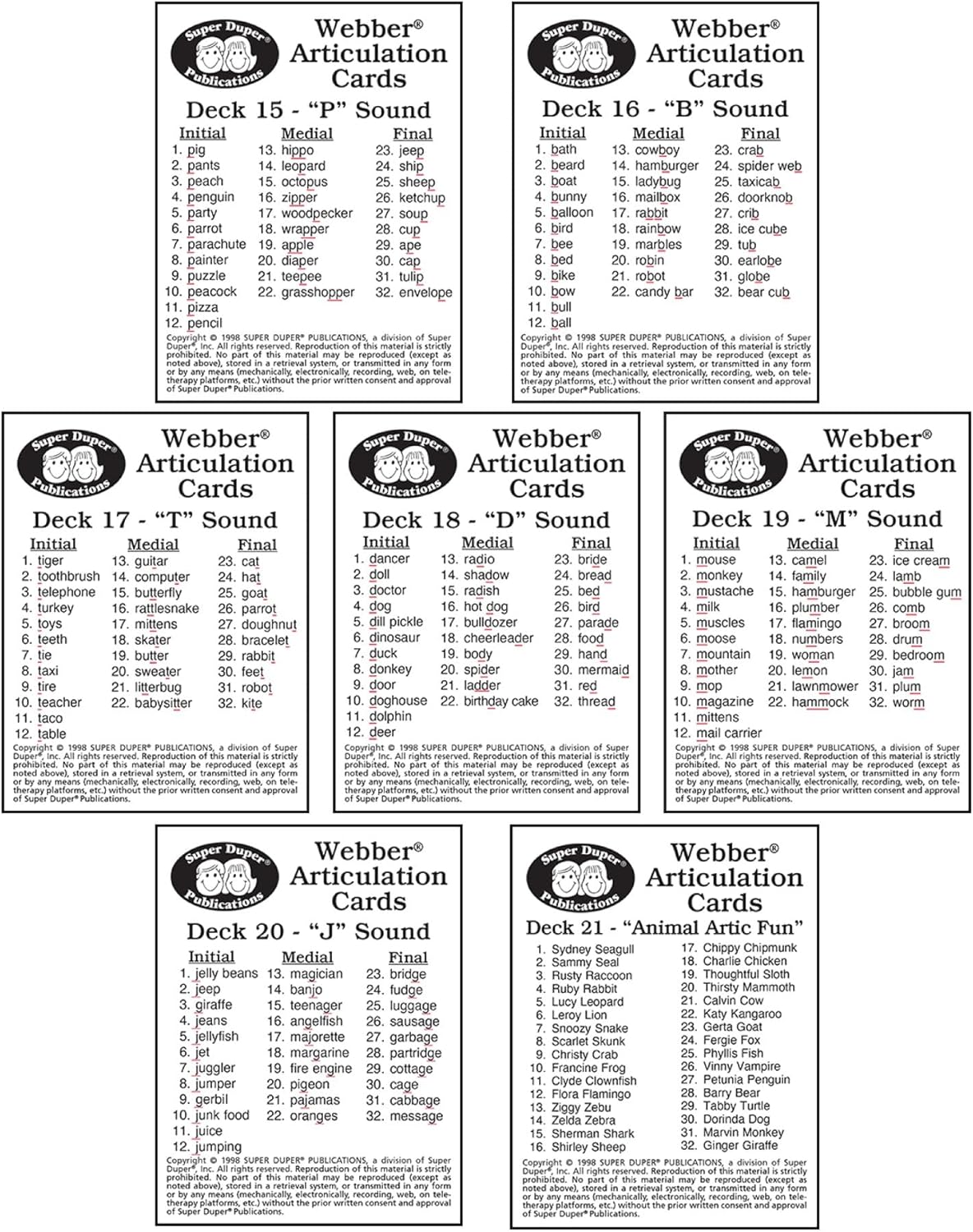 Super Duper Publications | Webber® Articulation Card Decks Sets1, 2, & 3 | Educational Learning Resource for Children | Flashcards for Speech Therapy