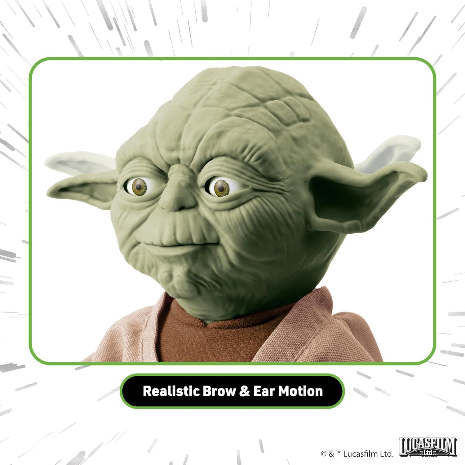 WOW! Stuff Star Wars Yoda Puppetronic by RealFX | 17in+ Interactive Animatronic Puppet Over 120 Sounds & Actions, Realistic Skin, Moving Eyes, Mouth, Ears & Head | Premium Jedi Robe | For fans ages 8+