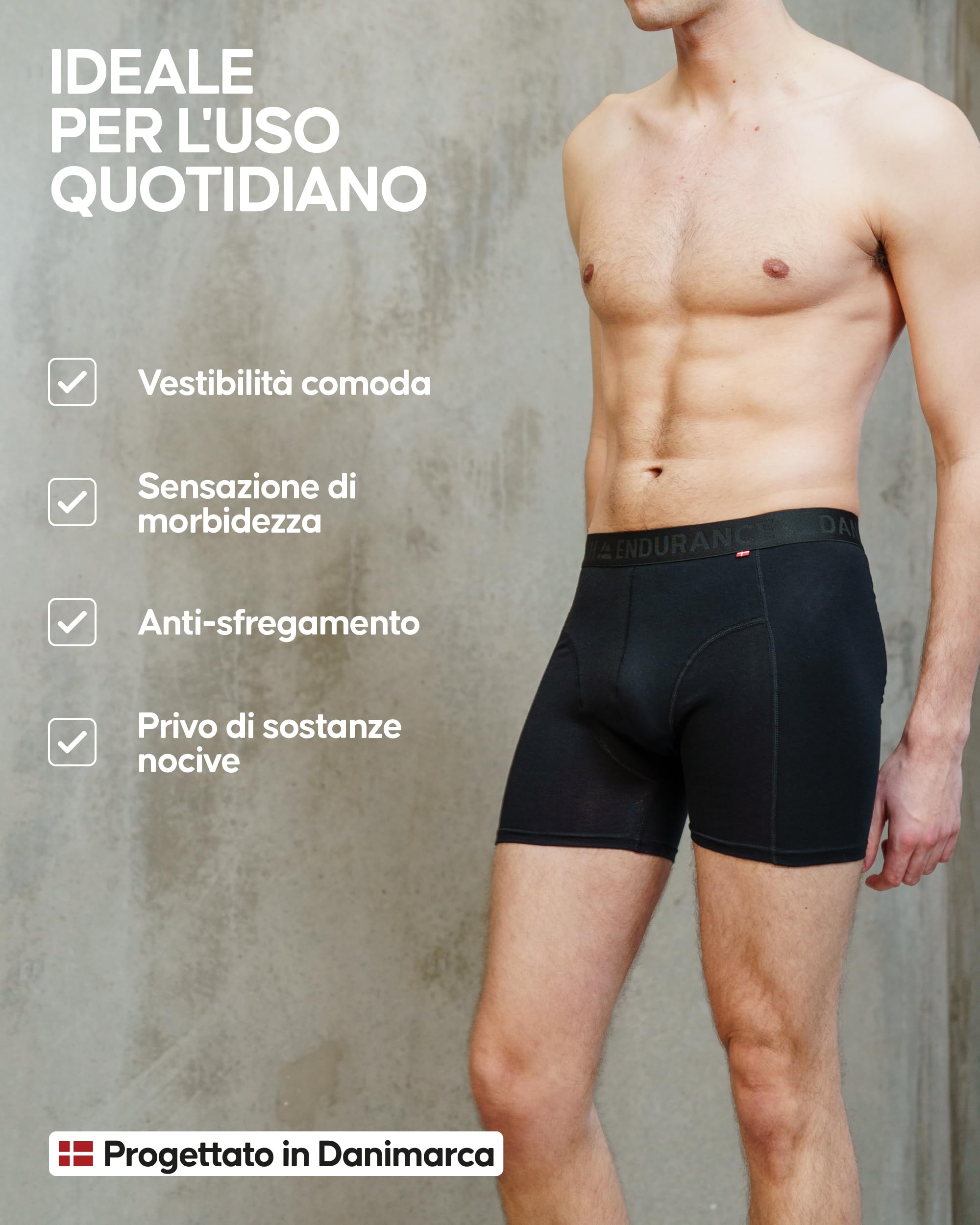 DANISH ENDURANCE Boxer Uomo Cotone Biologico 100%, Mutande Uomo Morbide e Traspiranti, Senza Etichetta, 3 o 6 Paia
