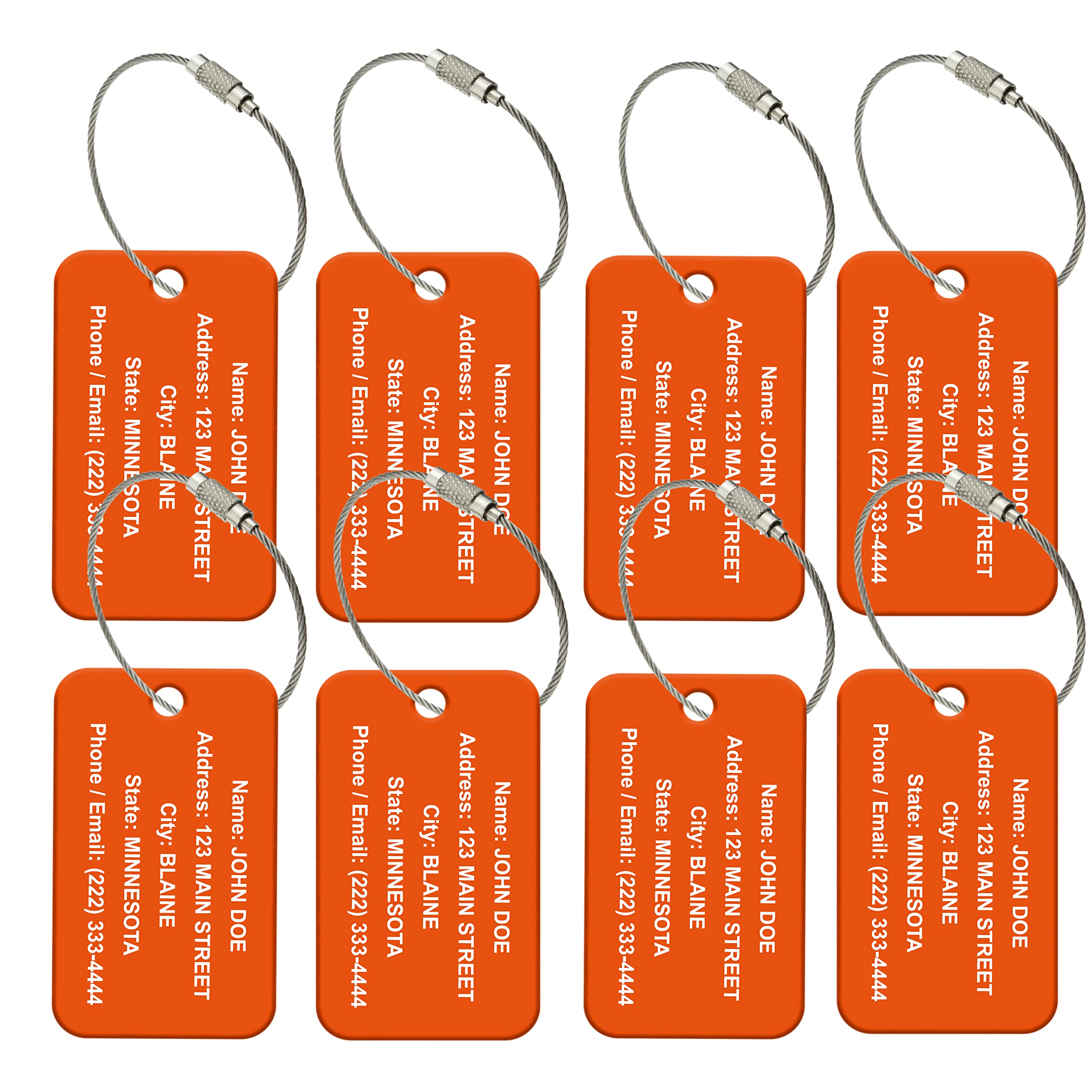 Personalized Acrylic Luggage Tags Set – Custom Engraved Name & Address ID Tags for Suitcases, Carry-On Bags & Backpacks – Bright High Visibility Heavy