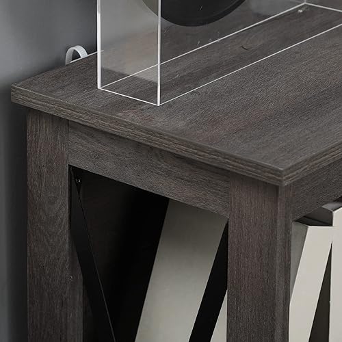 Miniatura 8 de HOMCOM Estantería abierta de esquina de estilo industrial con estantes de almacenamiento y marco de barra de metal en X para sala de estar, gris