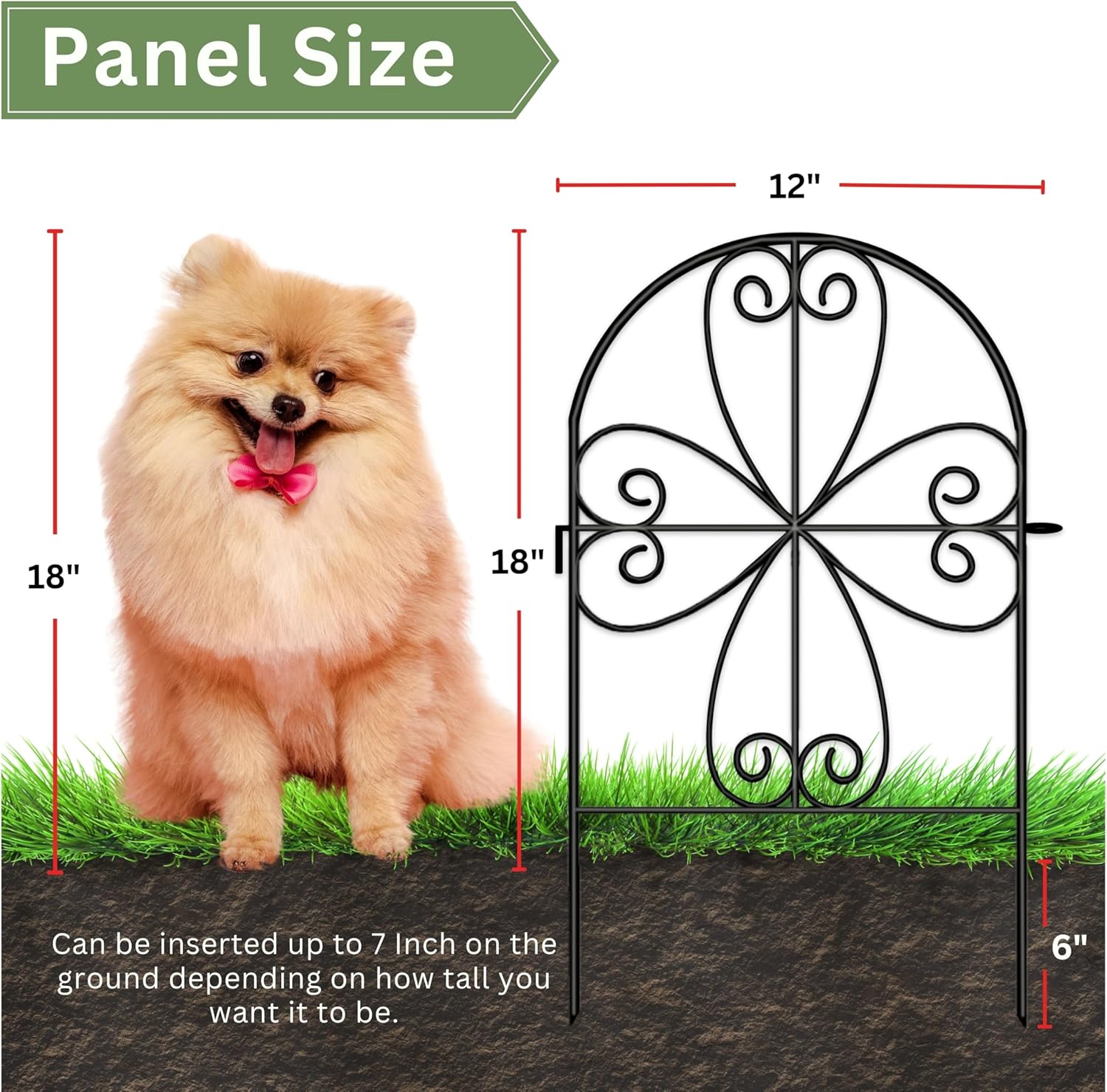 ShopLaLa Decorative Garden Fence Animal Barrier (10 Panels) 12in(L) x 24in(H) Rustproof Decorative Black Metal Wire Fencing Flower Bed Edging for Landscape, Small Dog Fences Patio Yard Outdoor Decor