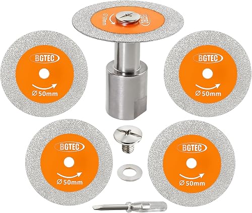 BGTEC Diamond Mini Glass Cutting Saw Blade 5PCS 2" Tile Cutter | Glass Bottle Cutter with 5/8"-11 Thread Flange for Glass Jade Crystal Wine Bottle Tile