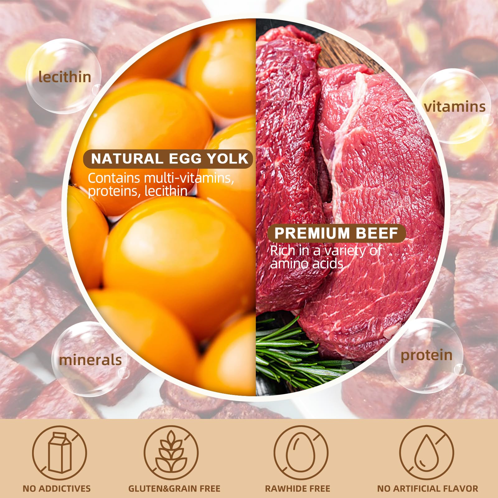 Havenfly Beef Wrapped Egg Yolk Dog Snacks - High Protein, Low Fat, Ideal for Small & Medium Dogs, 100g/3.5oz 2