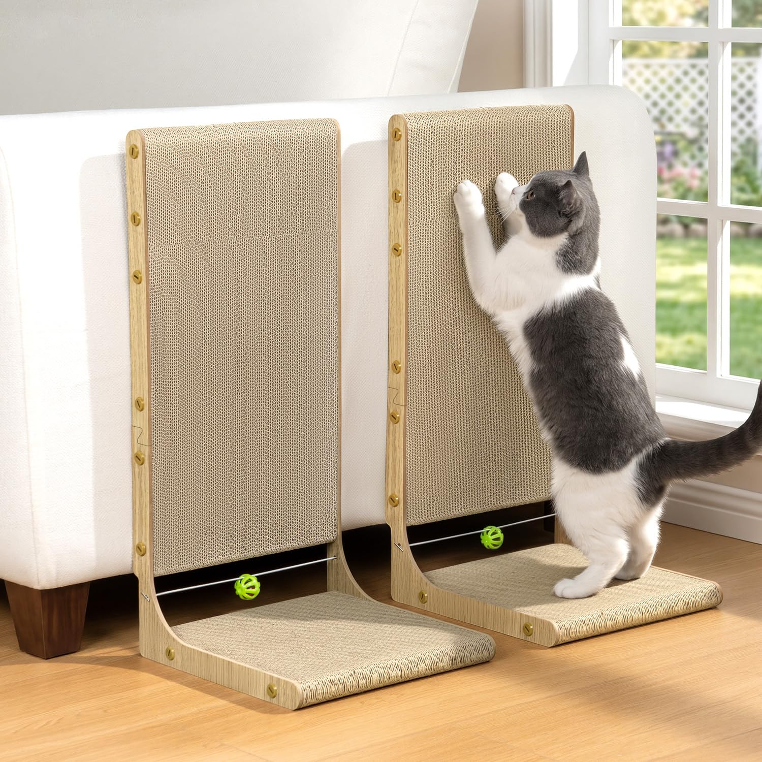 Conlun L-Shaped Cardboard Cat Scratcher for Indoor Cats,55cm(2-Pack)