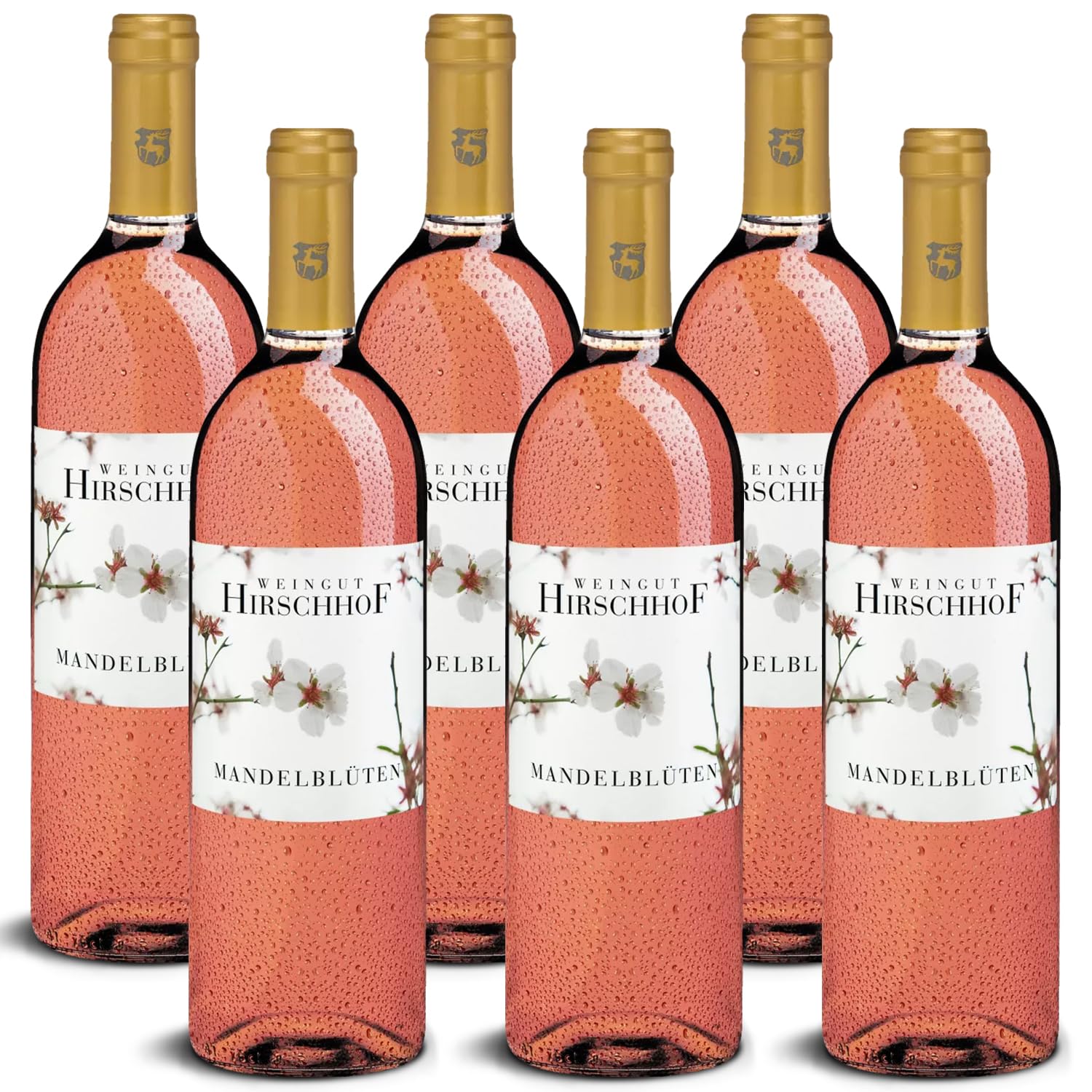 DELINAT – Hirschhof Mandelblüten Rosé 2024 – Deutscher Roséwein halbtrocken – Bio-Wein aus Rheinhessen, vegan (6 x 0,75l)