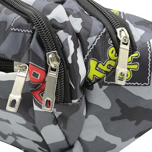 Miniatura 6 de AIBEARTY Riñonera para niños, pequeña, de camuflaje, con correa ajustable, para correr, acampar, viajes, B gris