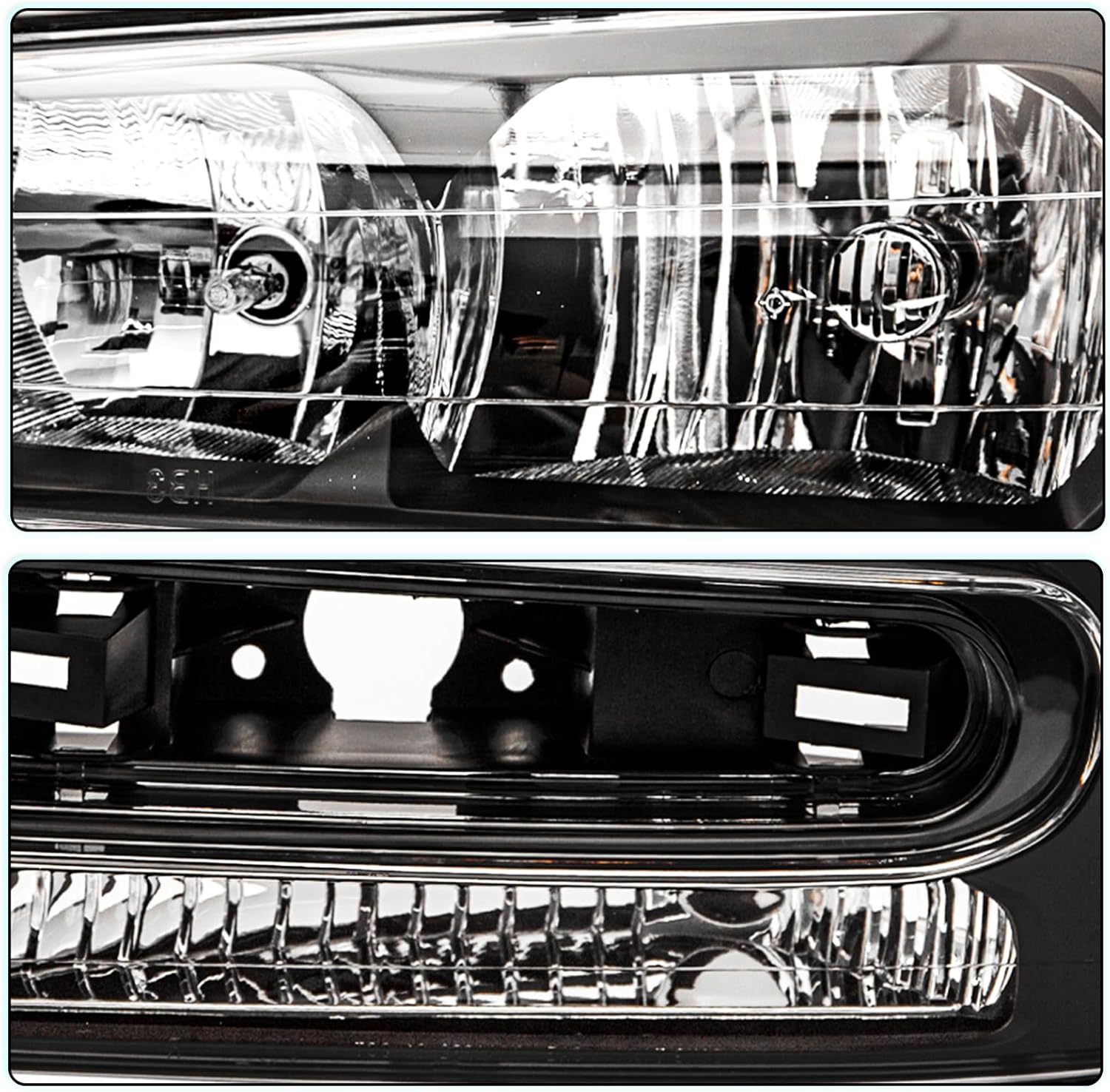 TUSDAR For [Full Length Grill Bar Type] 2002-2009 Chevy Trailblazer Headlights Assembly Pair Set Replacement Front Lamps Driver & Passenger Side NOT FIT 06-09 LT Type