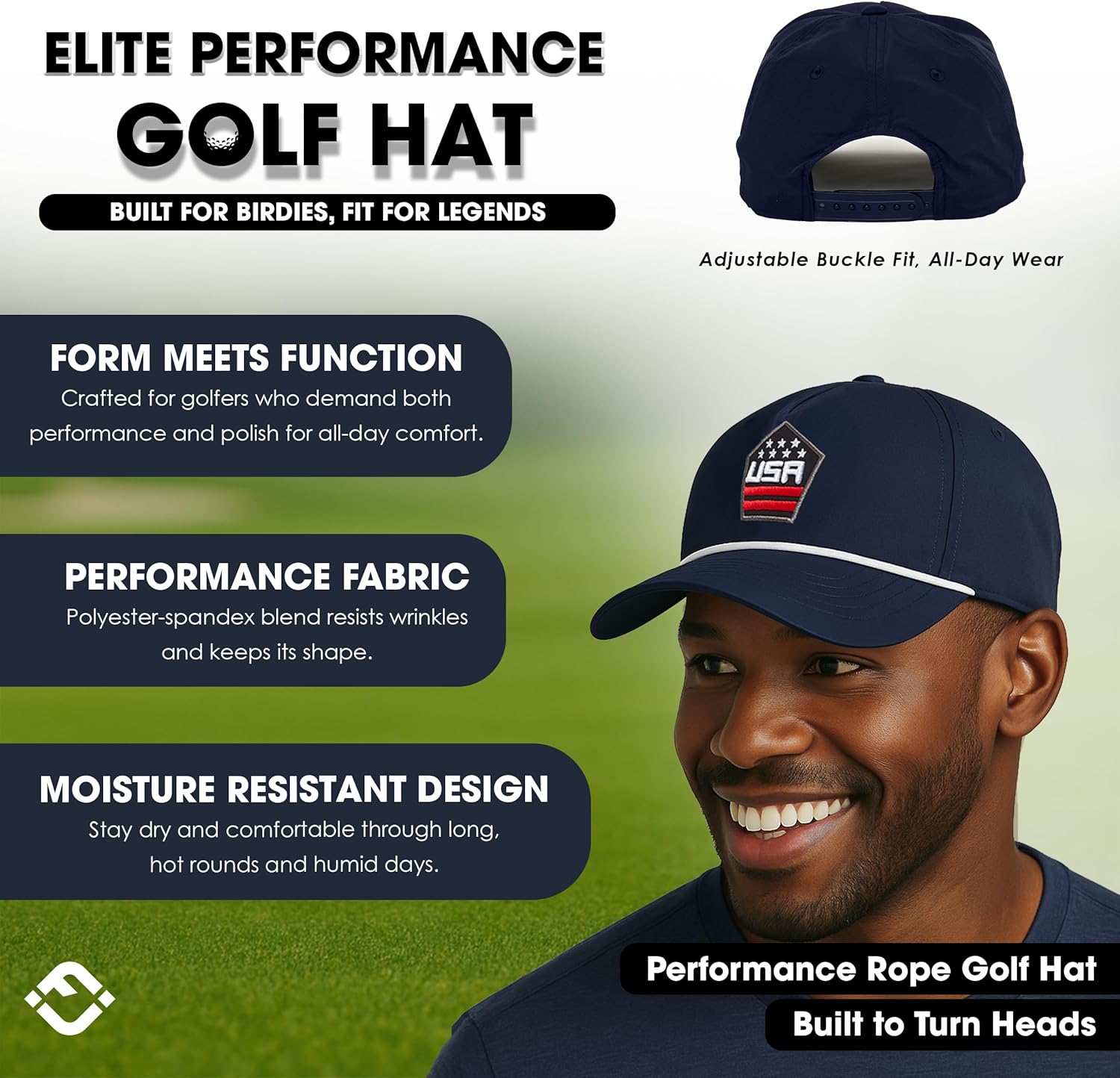 Funky Junque Performance Golf Rope Hat for Men Mid-Crown Trucker Snapback Cap Vintage Caps for Golf and Everyday Style - Image 4