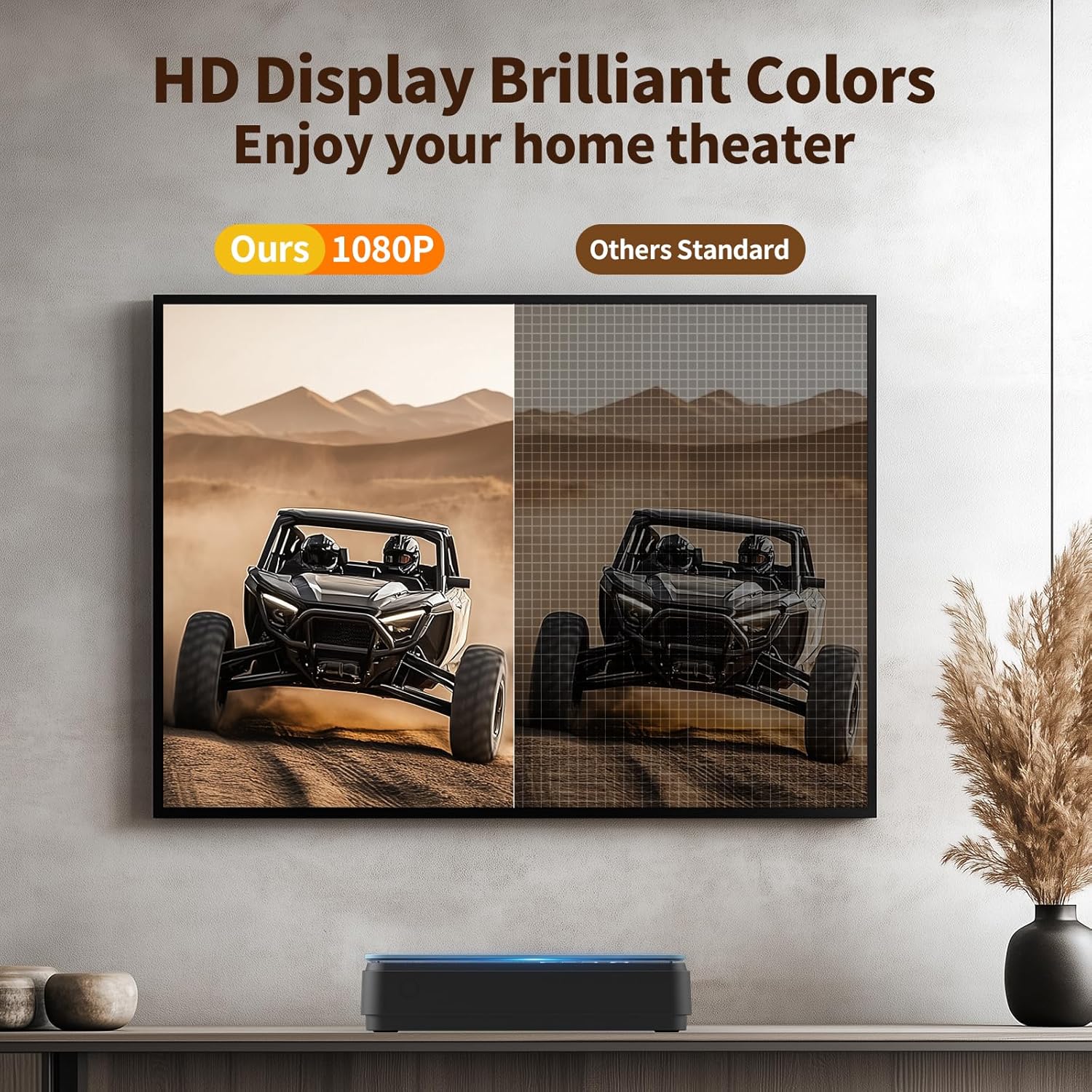 Comparison of 1080P HD display quality versus standard definition