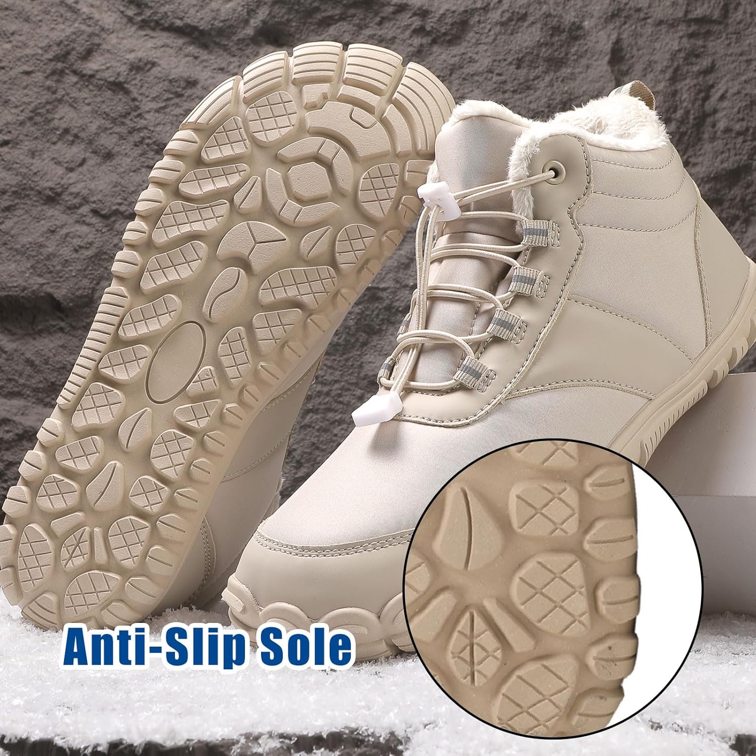 Men's Women's Winter Barefoot Hiking Boots, Slip On Warm Zero Drop Snow Boots, Wide Toe Box Booties, Waterproof Shoes Sneakers Hike Shoes for Hiking Walking Outdoor Unisex