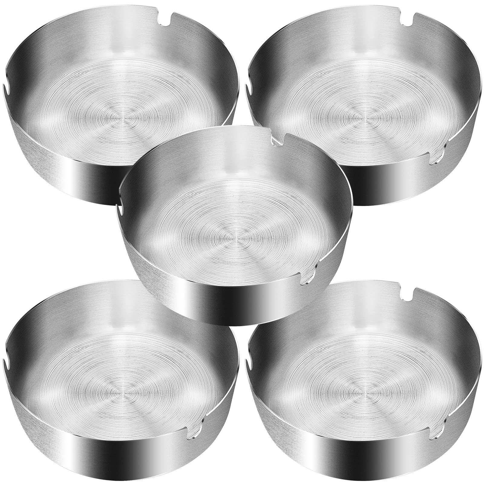 6 Stück Aschenbecher Edelstahl - 10cm Tisch Aschenbecher Silber