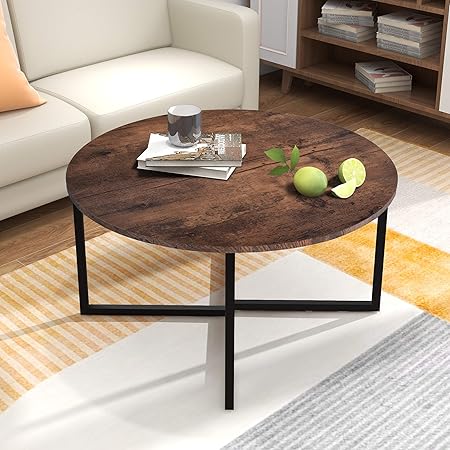 VASAGLE Table Basse pour Salon, avec Cadre en Acier, Facile à Assembler, 100 x 55 x 45 cm, Style Industriel, Marron Rustique et Noir LCT052B01