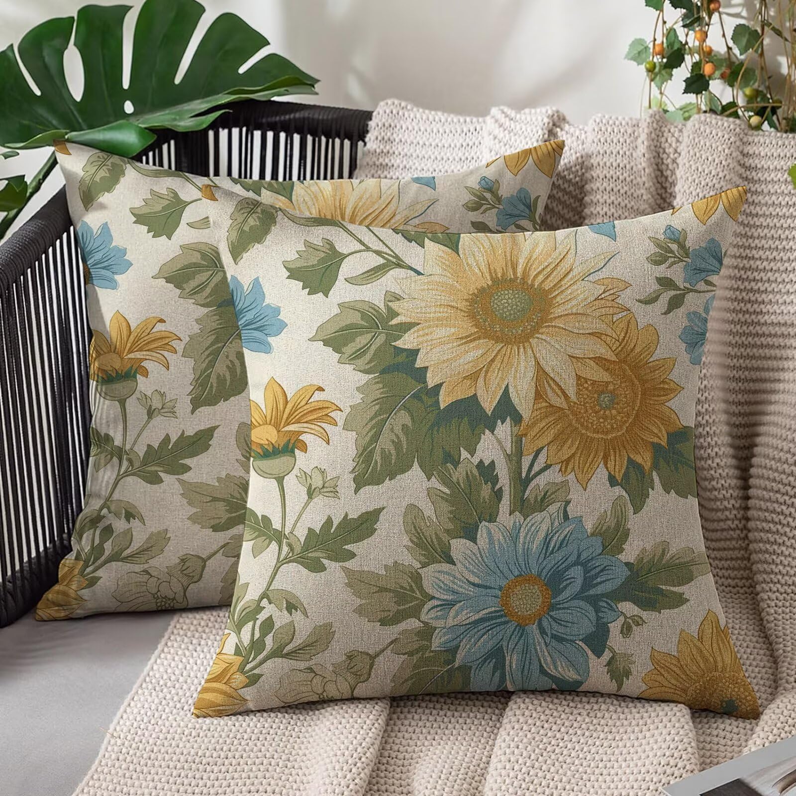Fundas de cojines 40x40 para decoración de primavera en sofá y dormitorio