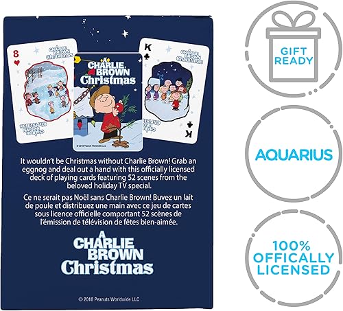 Miniatura 7 de AQUARIUS Peanuts Charlie Brown - Baraja de cartas con temática navideña para tus juegos de cartas favoritos, mercancía y coleccionables con licencia