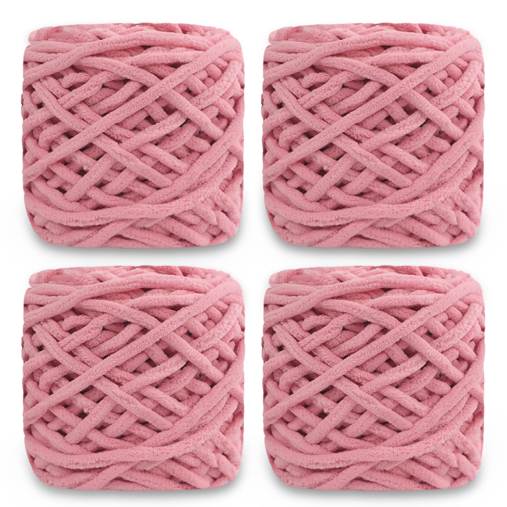 Yarnger Chunky Chenille Yarn 4 x 100g, Soft Yarn for Crochet & Knitting