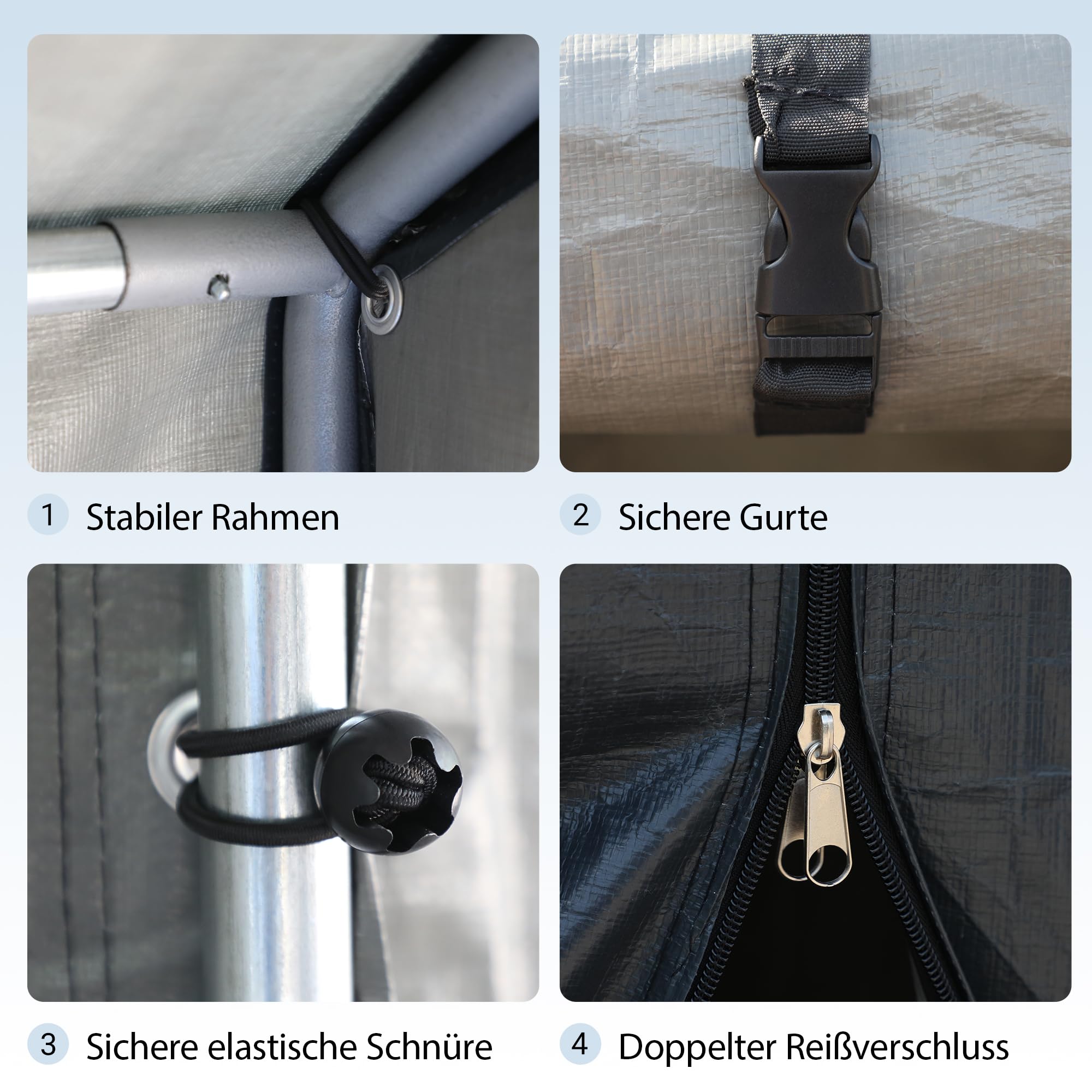 Thanaddo Fahrradgarage Zeltgarage Lagerzelt für 3-6 Fahrräder, Winterfest Geräteschuppen Carport mit UV-Schutz PE-Dach, Fahrradschuppen Motorrad Garage 244x240x220cm, Dunkelgrau