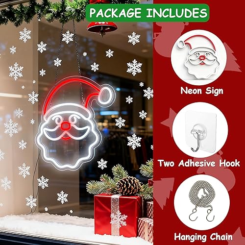 Miniatura 4 de Letrero de neón con luces LED de neón de Papá Noel, decoración de árbol de Navidad, letreros de neón para decoración de pared, alimentados por USB,