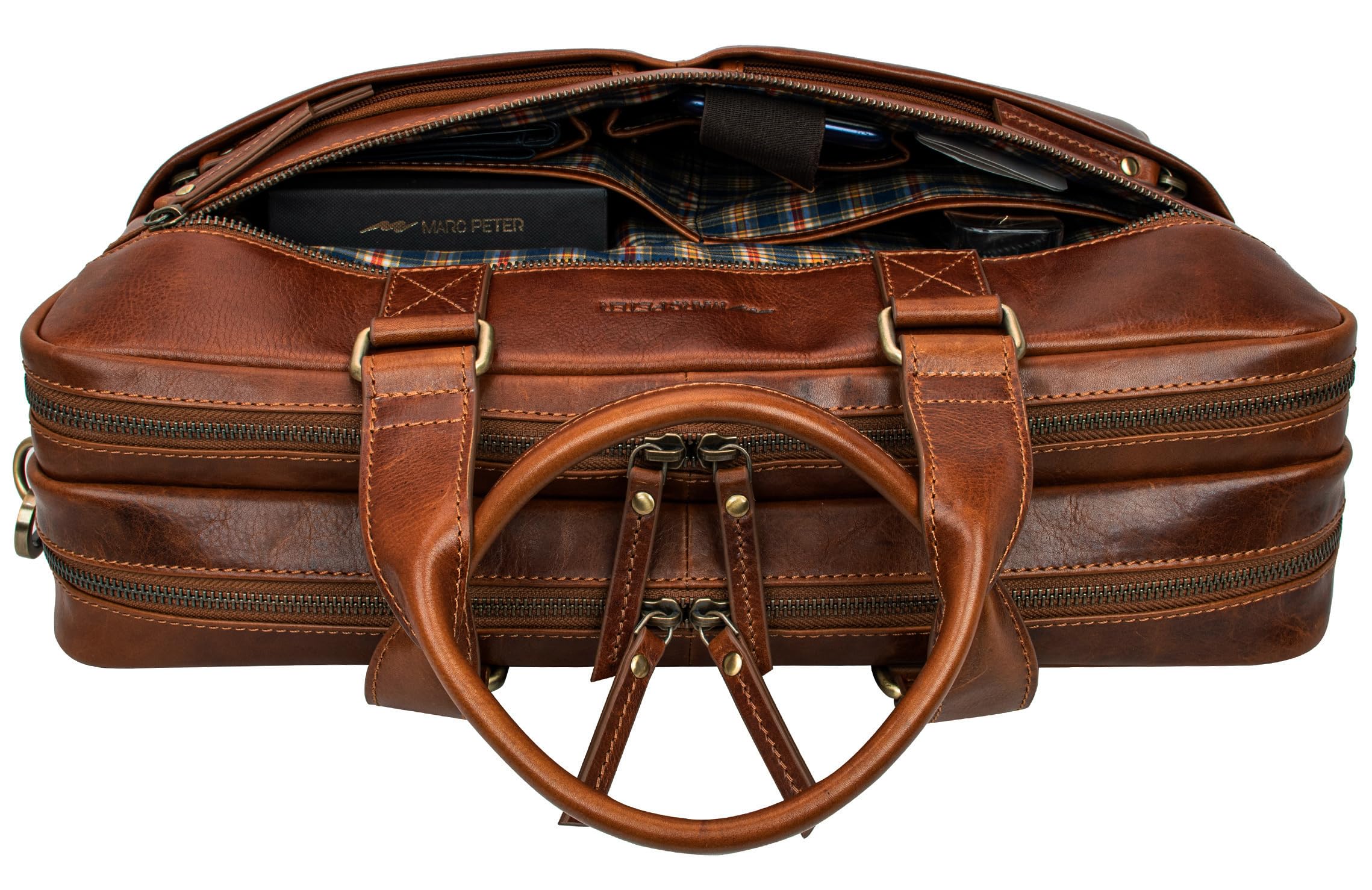 Marc Peter Laptoptasche Dallas I Leder Umhängetasche für 15.6 zoll Laptop I Aktentasche für Notebook I Tasche für Damen und Herren Buffleder