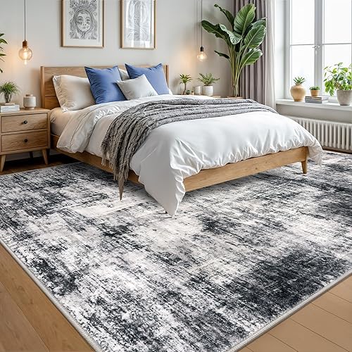 Miniatura 292 de IOHOUZE Alfombra pequeña abstracta de 2 x 3 pies, alfombra de entrada lavable para entrada interior, alfombras con respaldo de goma, alfombra Gris