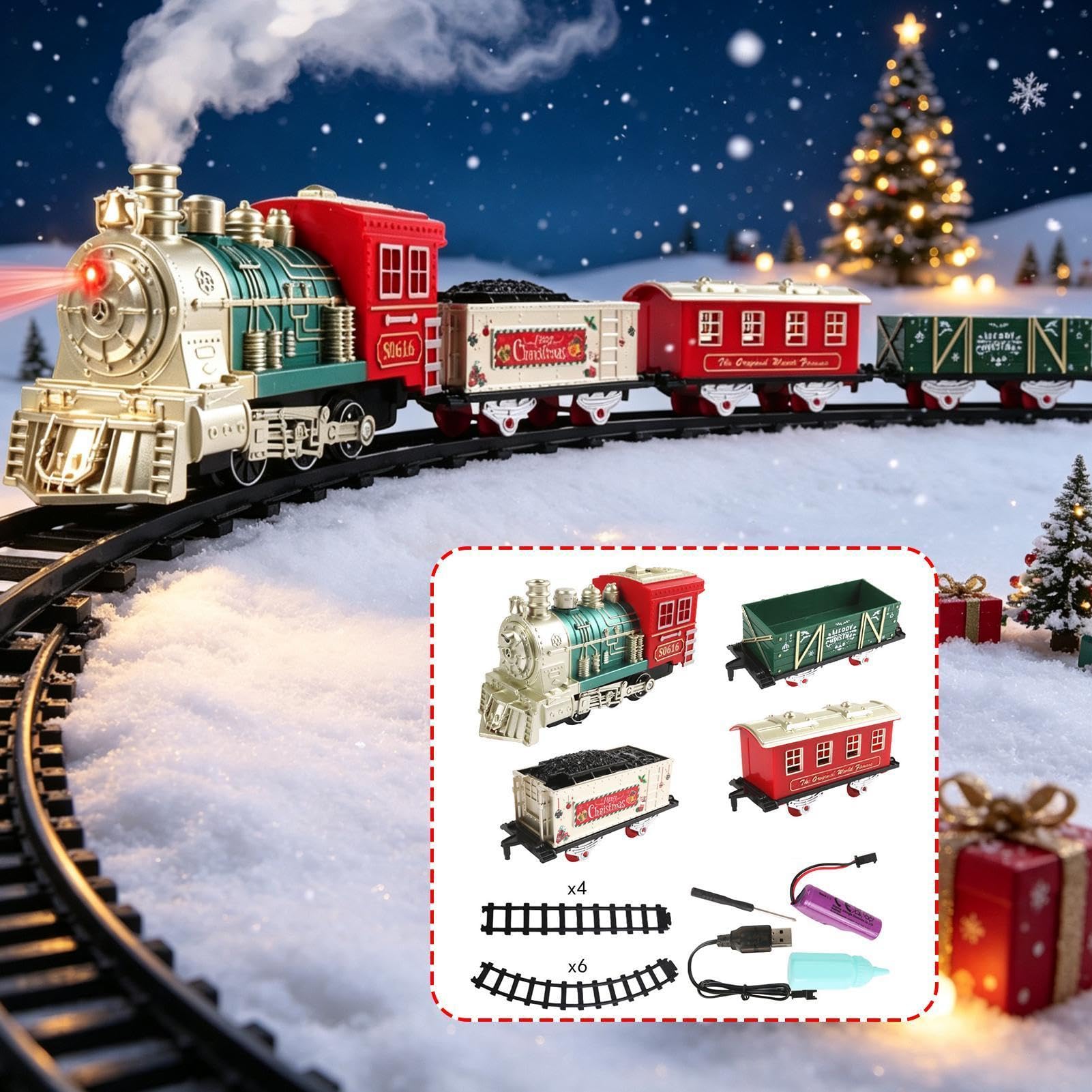 Generico Trenino di Natale - 18 pezzi vintage | Suono del fumo elettrico