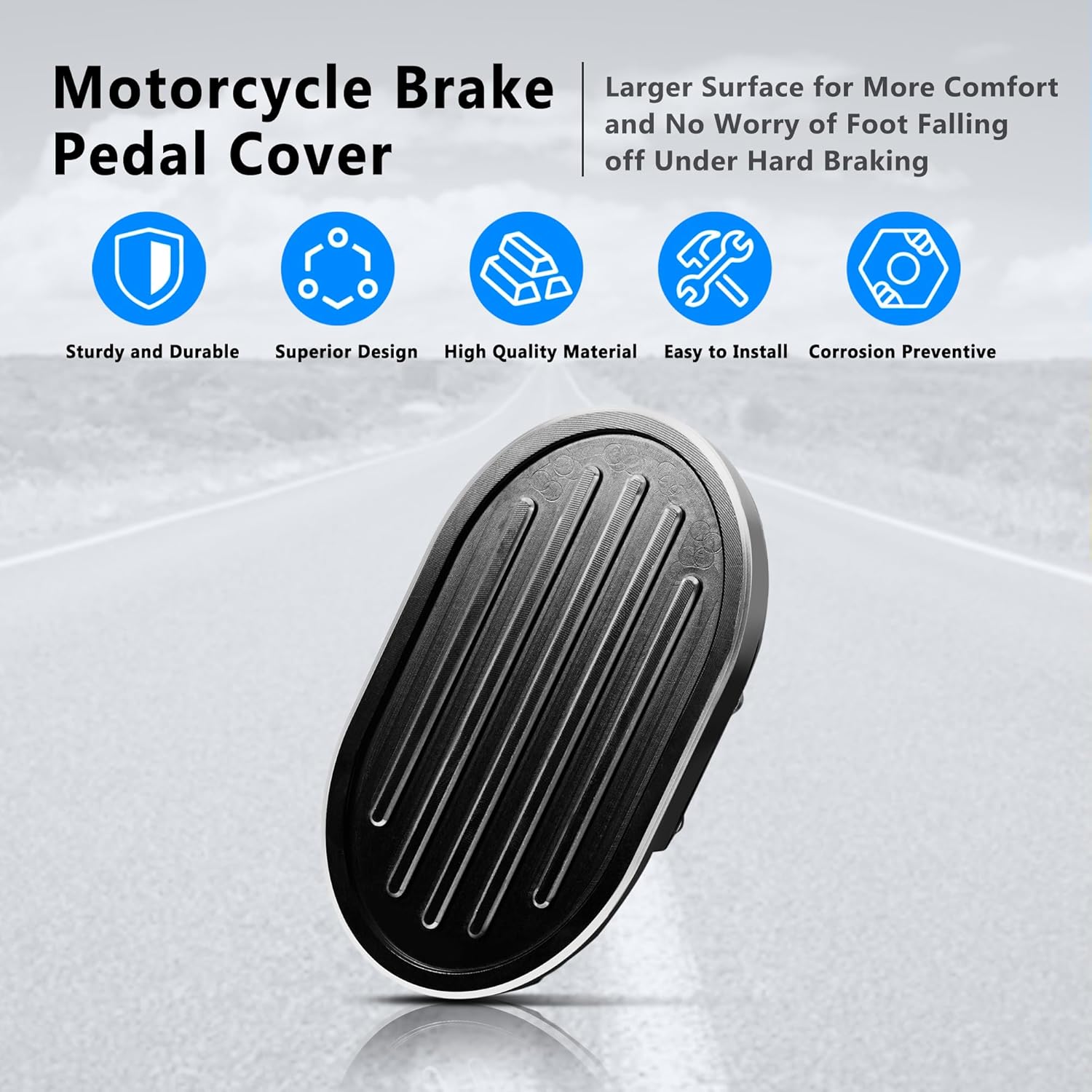 Motorcycle Aluminum Extended Brake Pedal Cover for Indian Scout Models, Bobber, Classic, Limited, Super Scout 2025+ (Black Style)