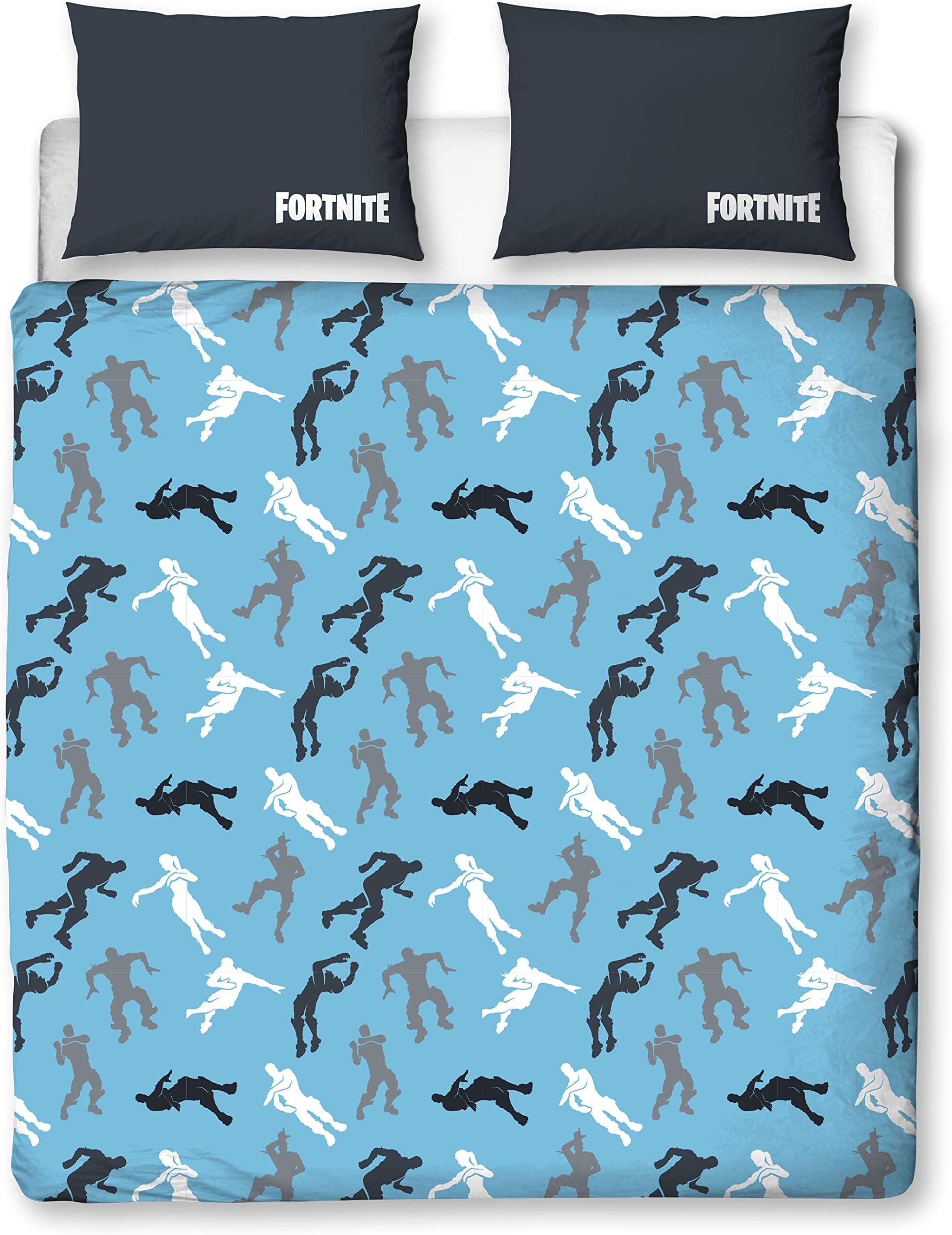 Fortnite Official Dabs Double Duvet Cover Dabbing Design | Reversible Two Sided Battle Royale Blue Bedding Duvet Cover with Matching Pillow Case