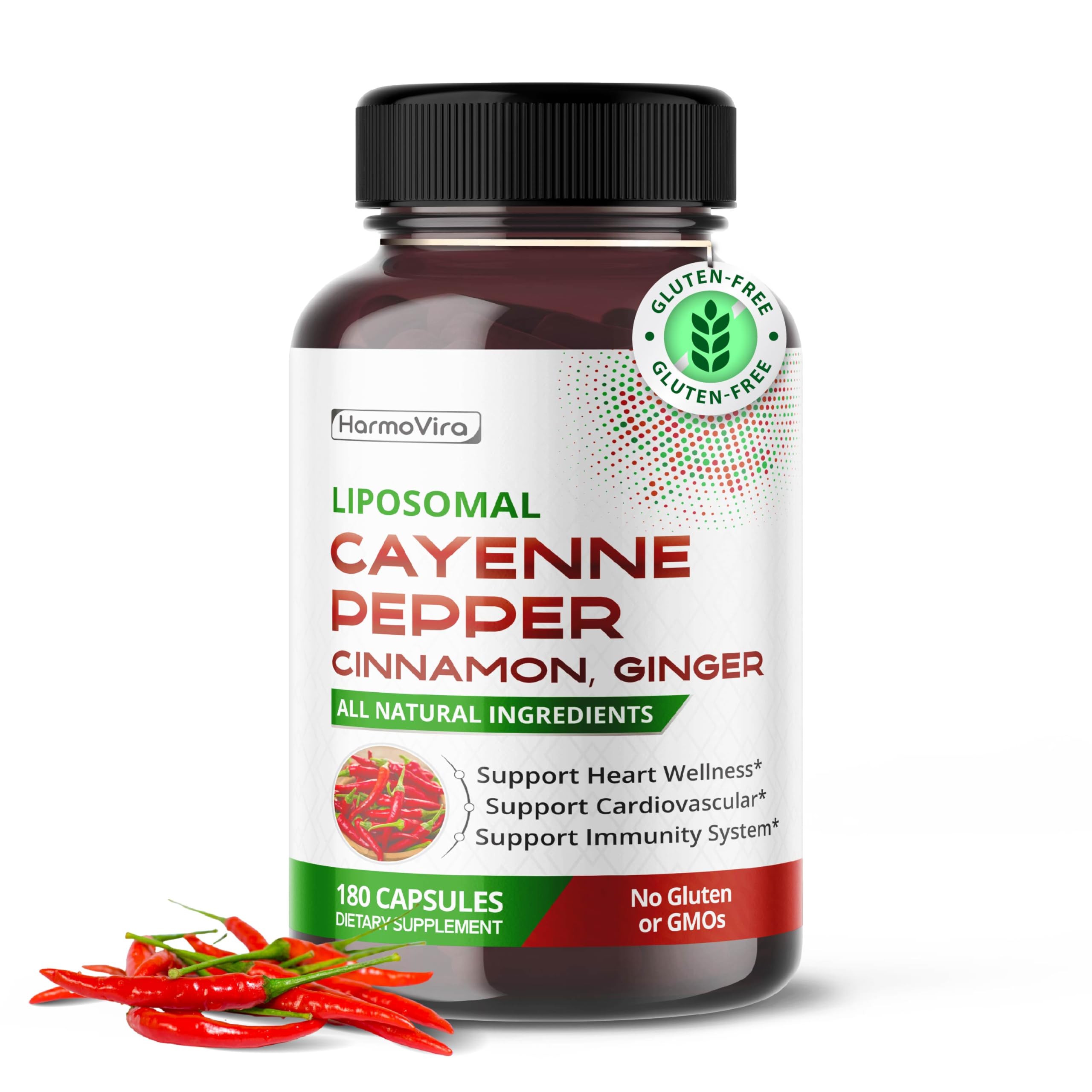 Liposomal Cayenne Pepper 11-in-1 for Heart Wellness, 180 Capsules 60 count (pack of 2)