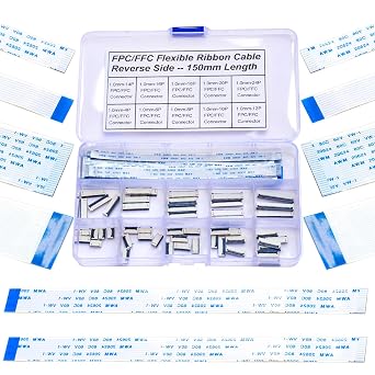 FFC FPC Connector Ribbon Cable Connector ffc-fpc 4P 6P 8P 10P 12P 14P 16P 18P 20P 24P,150mm Length Flexible Flat Cable 1mm Pitch B TypeKS-1.0-RS-B