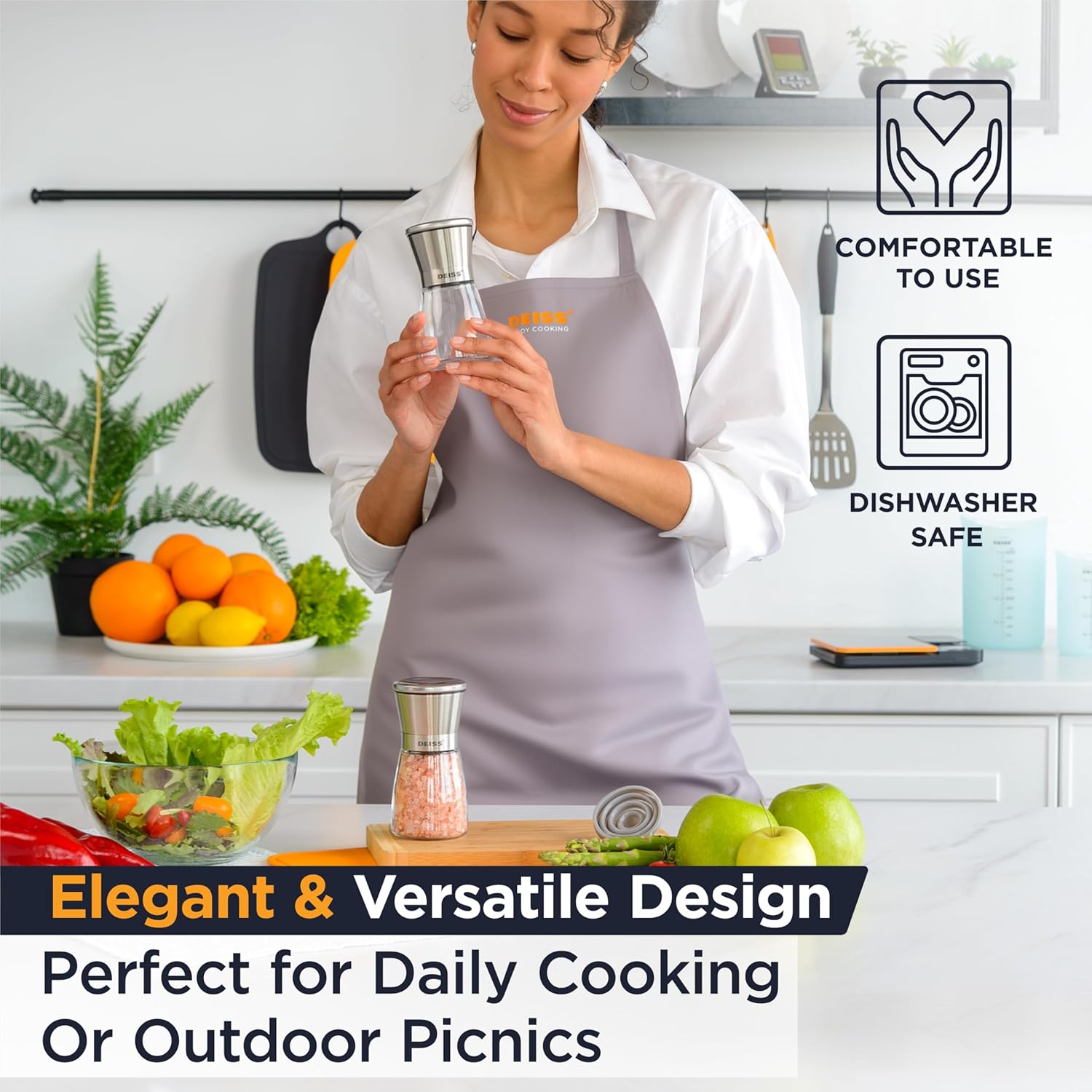 Deiss PRO Salt and Pepper Mill Set and Deiss PRO 3 Piece Silicone Measuring Cup Set