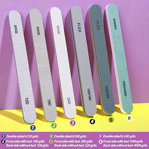 Miniatura 6 de Teenitor Kit de pulidor y brillo de uñas, 12 limas de uñas 100180 para uñas naturales, lima de uñas de dedo y juego de pulidor para uñas, lima de
