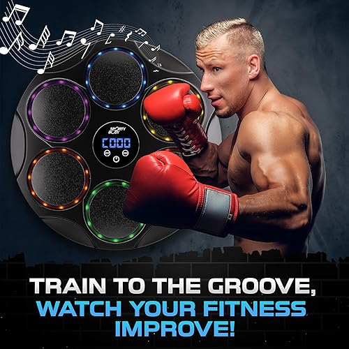 Miniatura 7 de Entrenador de boxeo musical Beatbox, 9 velocidades y 9 modos de luz, sincronización Bluetooth, conteo automático y cuerpo ABS duradero para