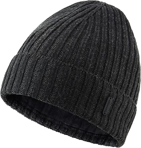 Connectyle Gorro de lana con forro polar para hombre, gorro de lana de invierno de punto