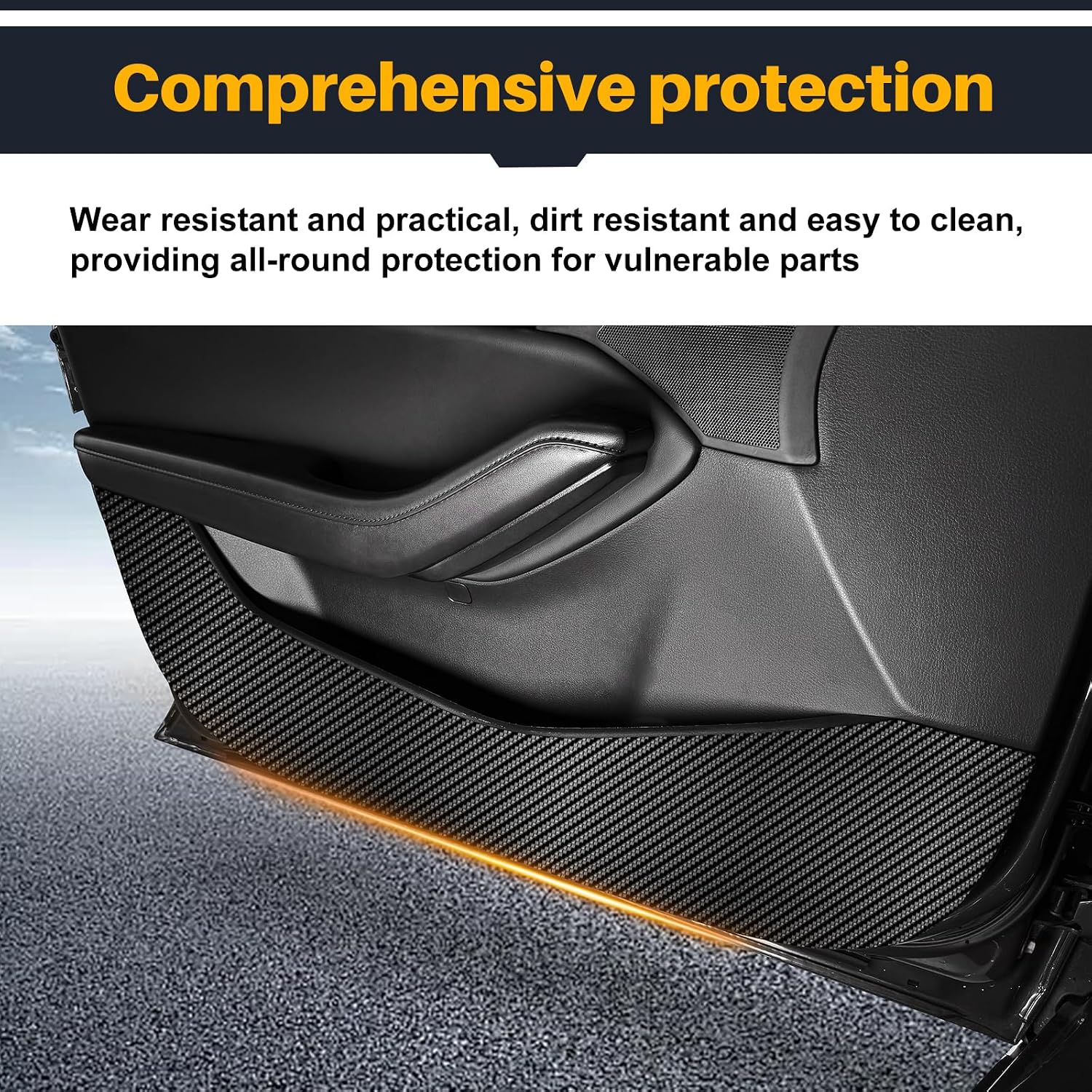 KUNGKIC for Mazda 3 2019-2025 Car Door Anti Kick Pad Protective Stickers Interior Decals Accessories Self-Adhesive Side Edge Protection Mat Cover (PU Carbon Fiber Pattern)
