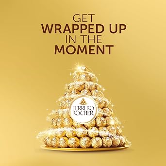 Ferrero Rocher Chocolate Gift Set, Hazelnut and Milk Chocolate Pralines, Box of 42 Pieces