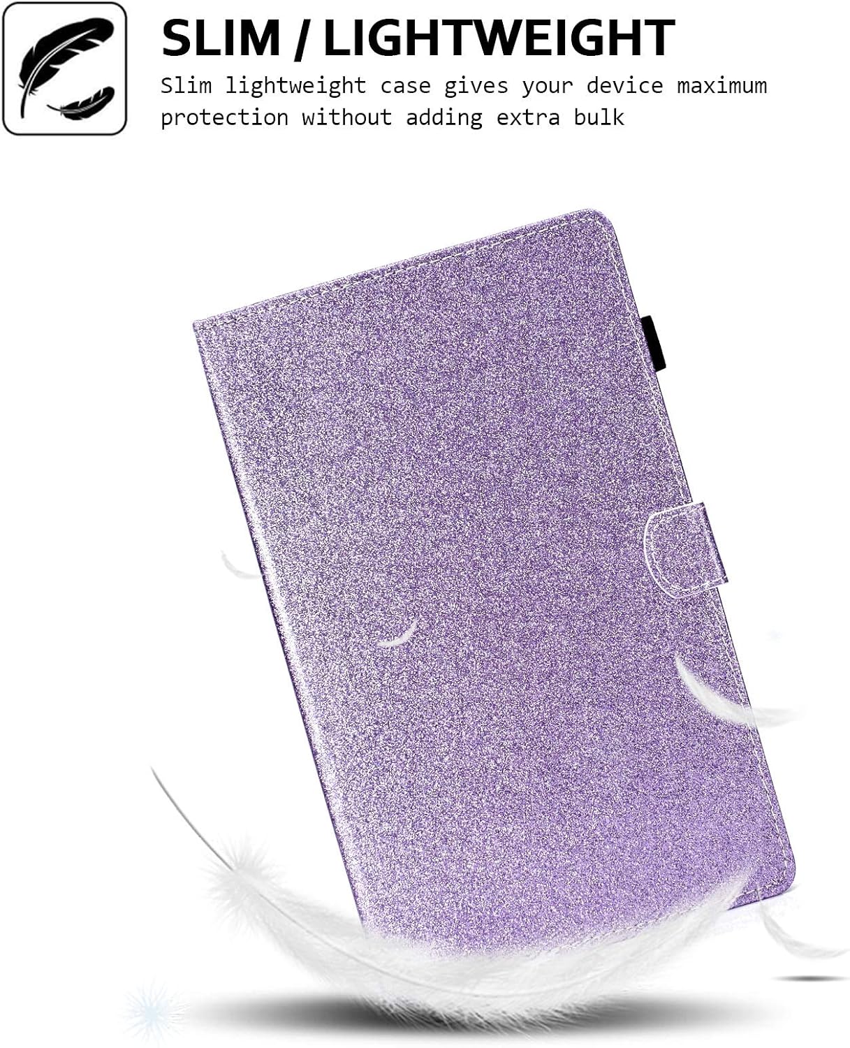Glitter Case for Samsung Galaxy Tab S6 Lite 10.4" (2024/2022/2020), Techcircle Smooth Shiny PU Leather Stand Folio Soft Cover Magnetic Wallet Case with Pen Holder & Card Slots, Purple image 2