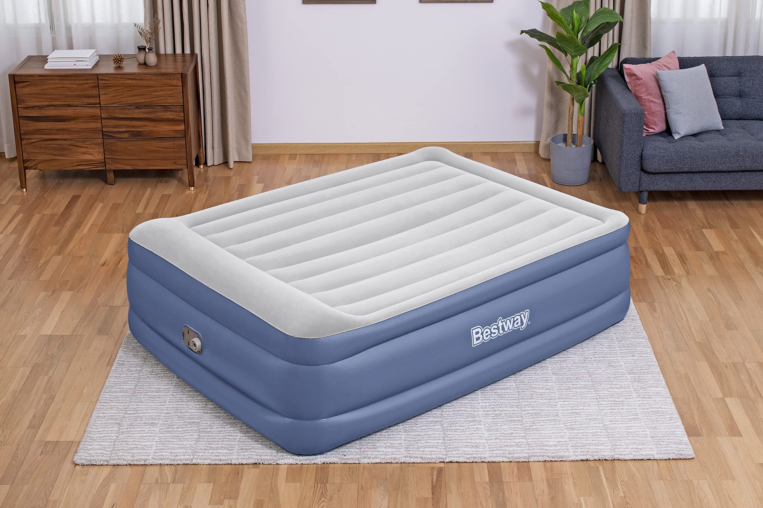 Bestway 80" x 60" x 22"/2.03m x 1.52m x 56 cm Tritech Air Mattress Queen Built-in AC Pump