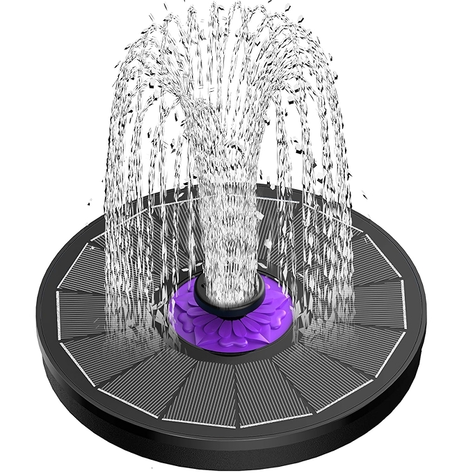 SZMP 太阳能喷泉鸟浴池喷泉带花玻璃面板园艺池塘喷泉