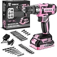 DEKOPRO Pink 20V Cordless Drill Set for Women - Lightweight Power Drill Driver Kit with Battery, Charger & 28+ Bits