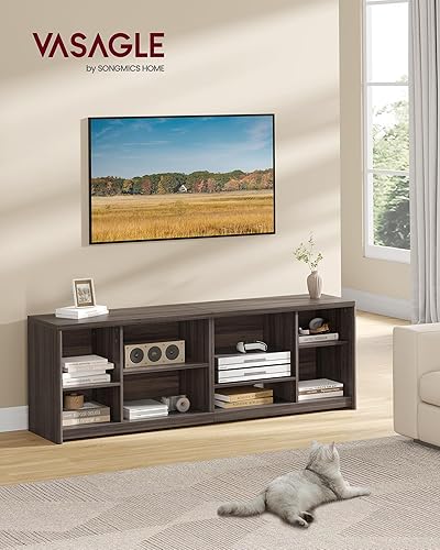 Miniatura 2 de VASAGLE Soporte de TV para televisores de hasta 75 pulgadas, centro de entretenimiento con estantes de almacenamiento, mesa consola de TV, fácil de
