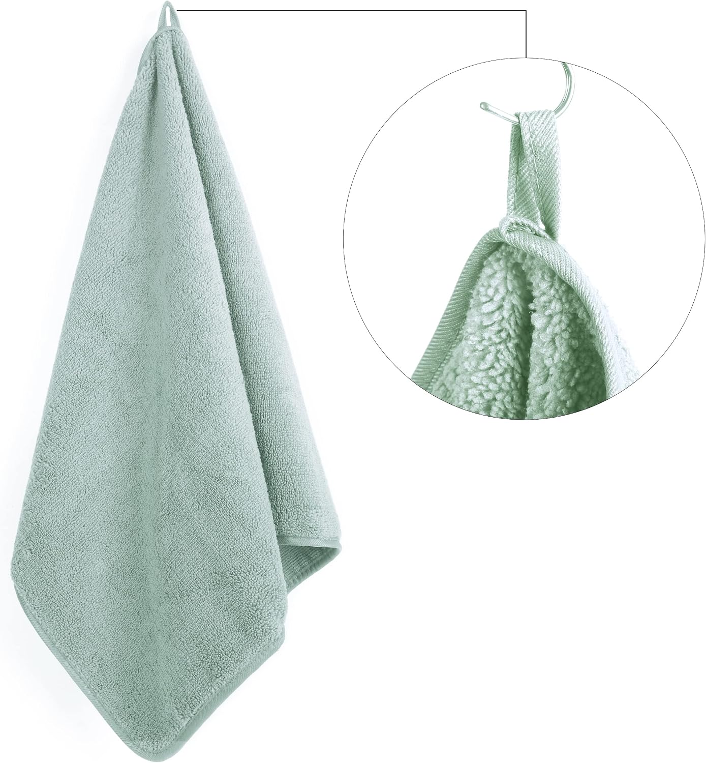 POLYTE Quick Dry Lint Free Microfiber Hand Towel, 16 x 30 in, Set of 4 (Green)