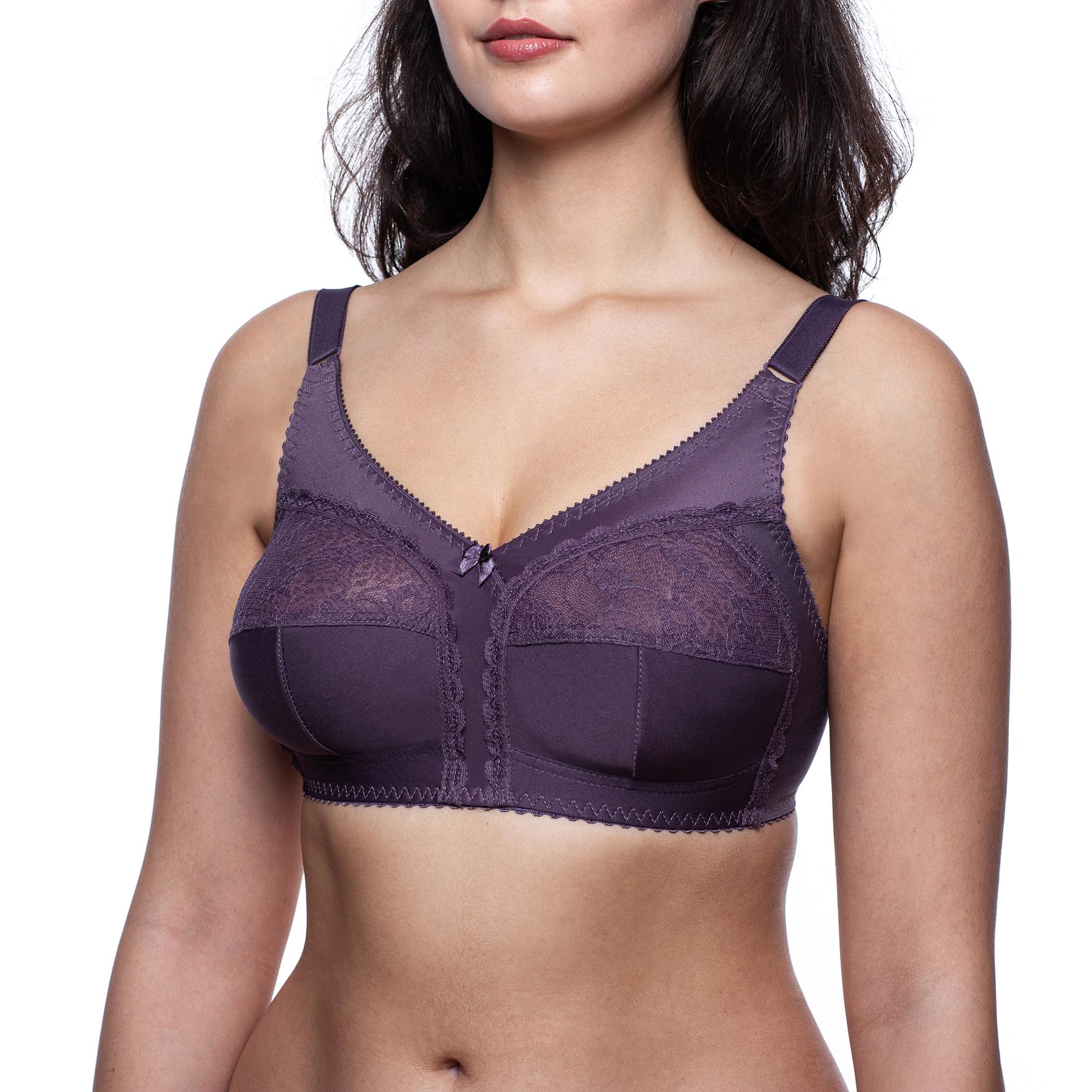 Frugue Women's Burgundy Non Wired Bra Wireless Minimizer Full Coverage Support 34 Dd