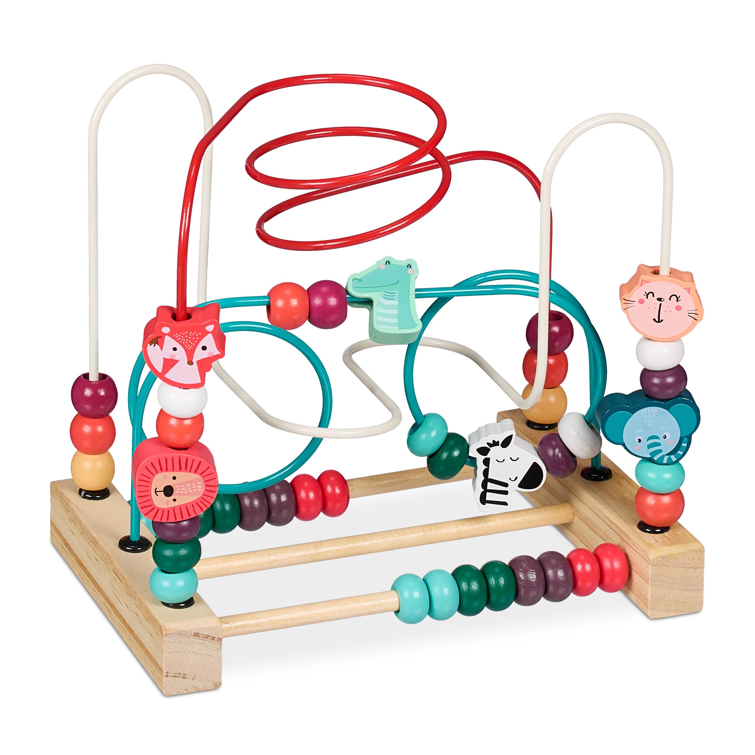 Boulier Circuit Motricité En Bois Relaxdays - Jeu D'Éveil Avec Animaux Pour Enfants Dès 1 An