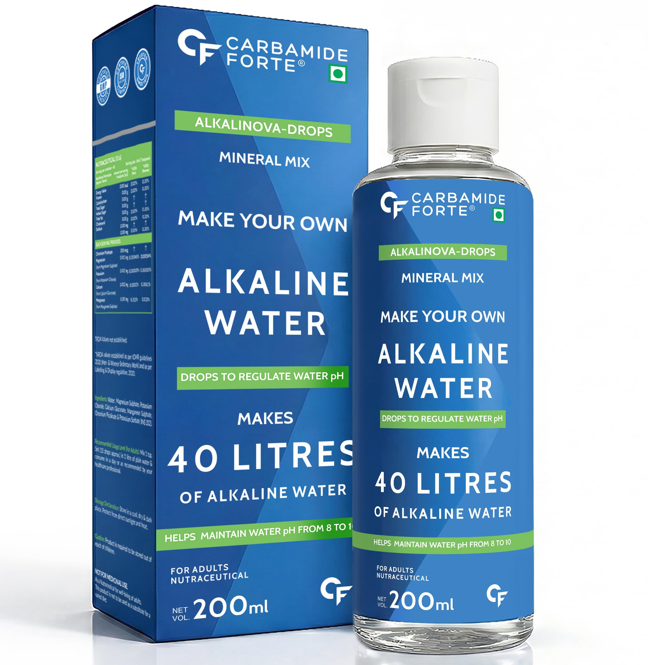 Carbamide Forte Make Your Own Alkaline Water Drops | pH Booster Drops | 40 litres of Alkaline Water per Bottle